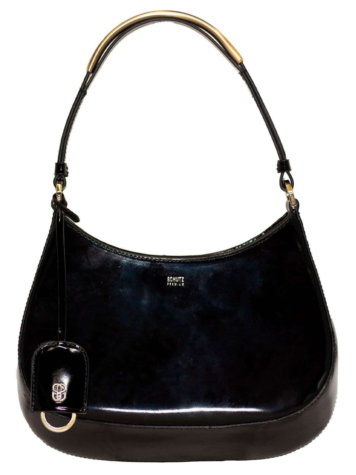 Bolsa Feminina Média Schutz Casual Shoulder Elly Couro Tiracolo Elegante Preto Black