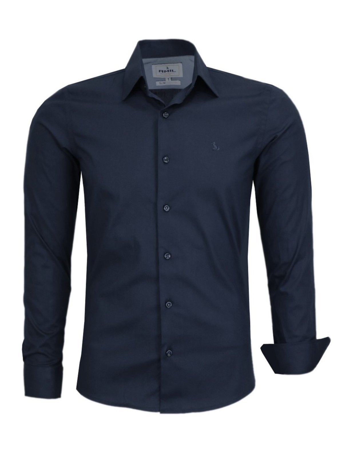 Camisa Social Amil Lavender Slim Algodão Com Elastano Linha Premium Luxo Preto
