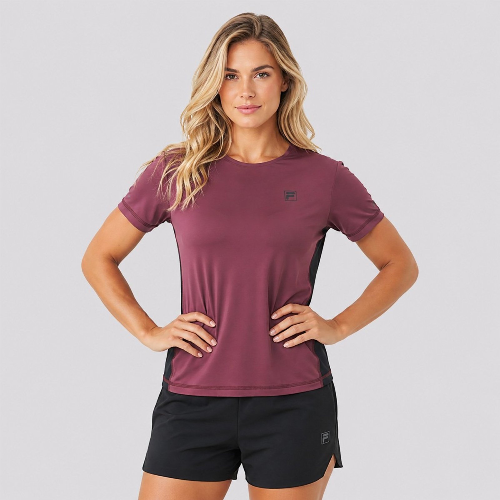 Camiseta Fila F-Box Racer Feminina Vinho Claro e Preta