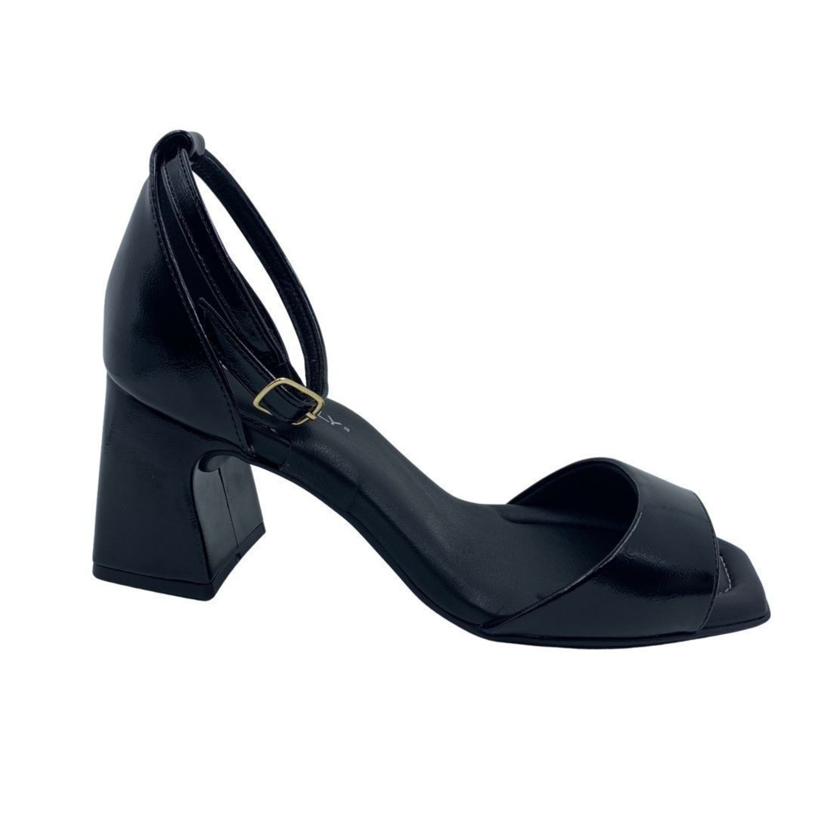 Sandália Verniz Piccadilly Salto Médio Bloco Preta 626056 – Preto – piccadilly
