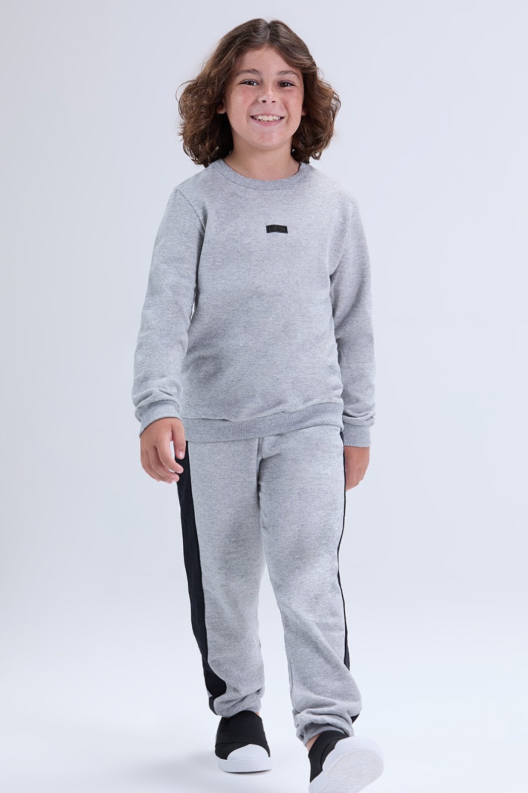 Infantil - Conjunto de Inverno Masculino Moletom com Faixa Lateral