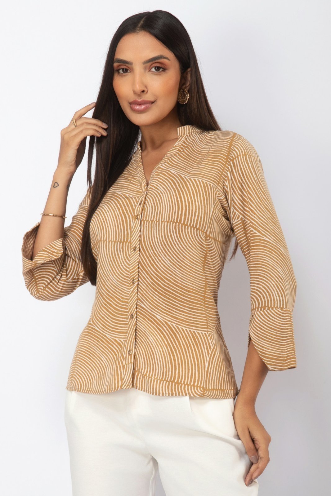 Camisa Campestre Estampa Linhas Feminino – Zaiko