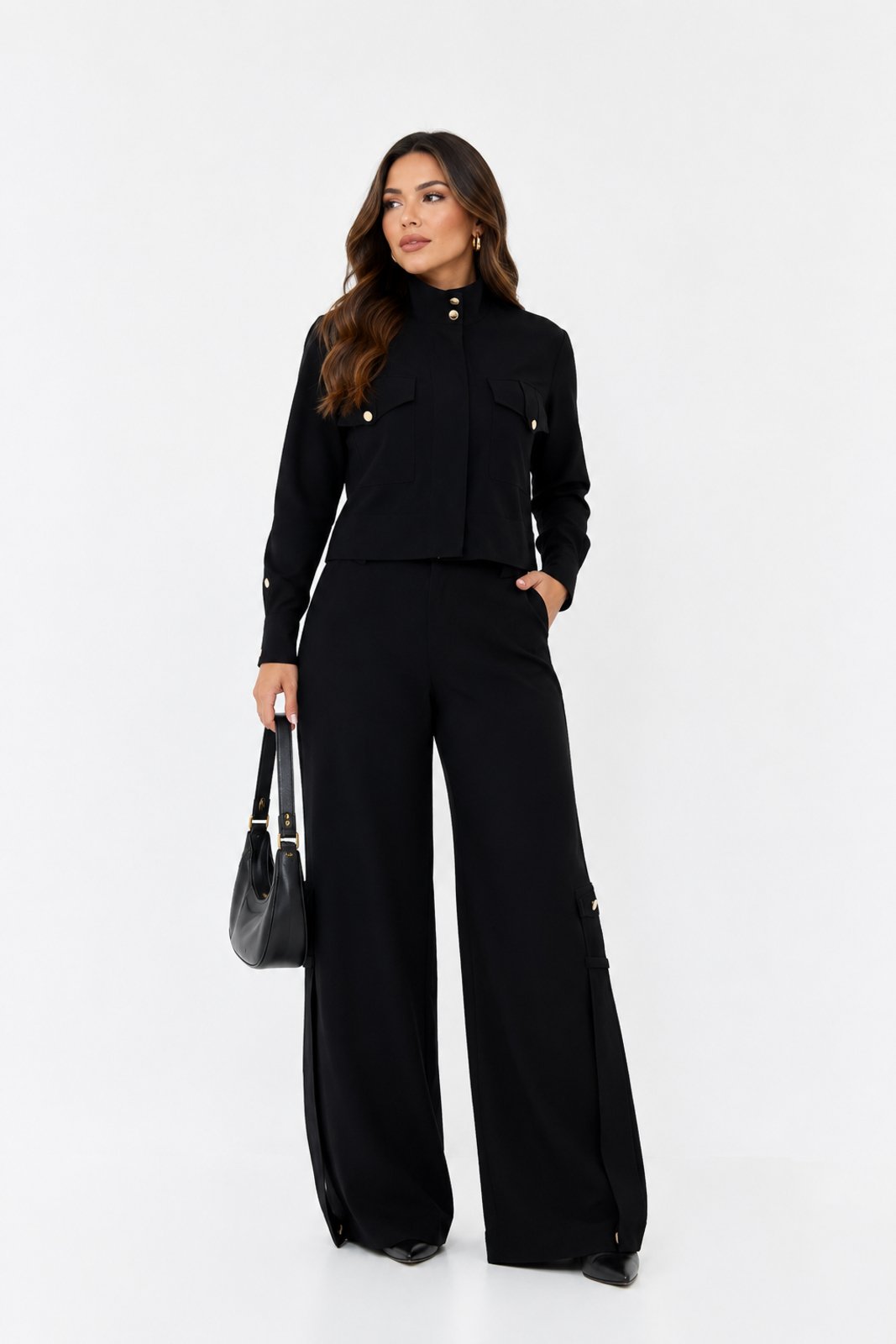 Conjunto Feminino D Bell Outlet Fashion Camisa E Calça Preto