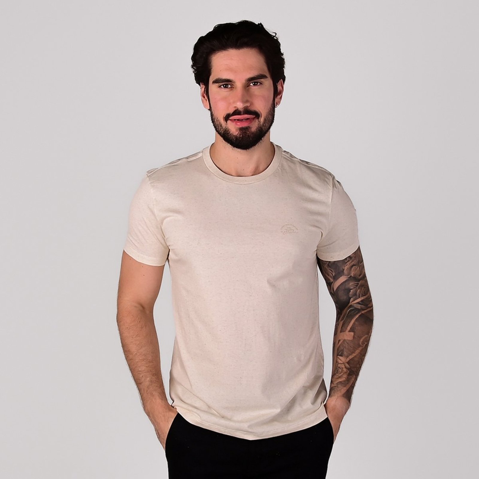 Camiseta Ellus Linen Classic Areia