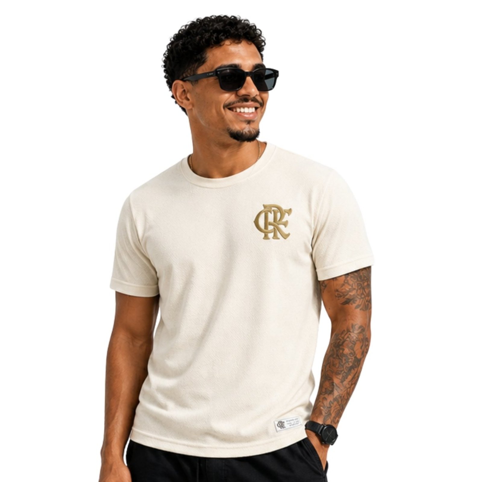 Camiseta Flamengo Masculina Off Withe Licenciada Coimbra Branco