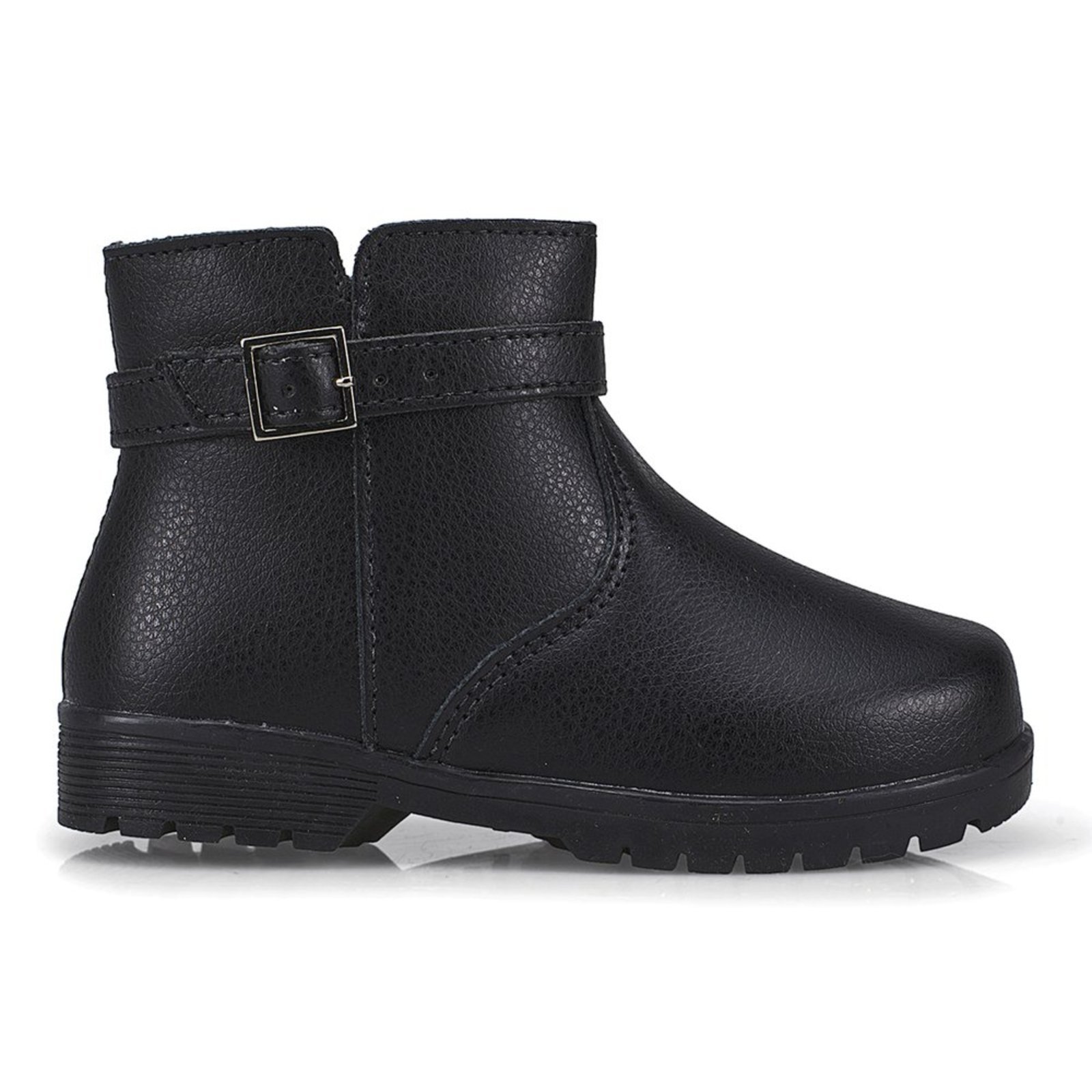 Infantil - Bota Feminina Cano Curto Fivela Delicada Preto 72106 Pequito