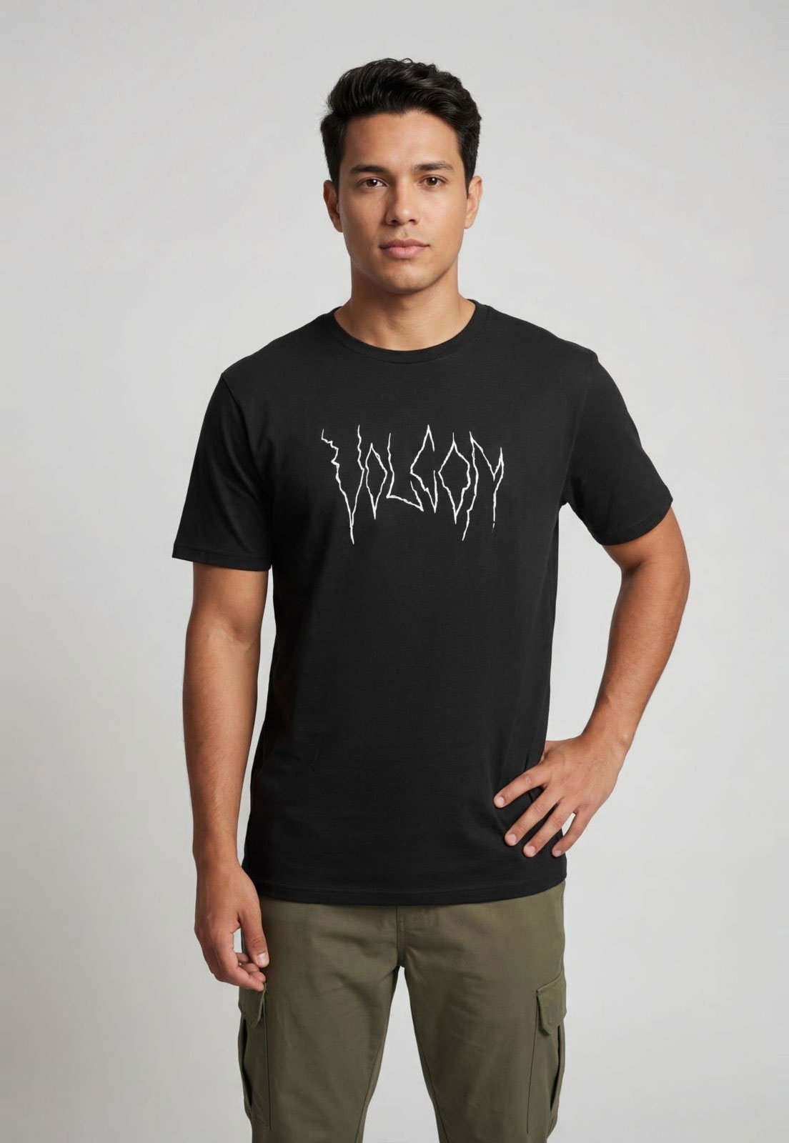 Camiseta Masculina Volcom Estampa Frontal Preta