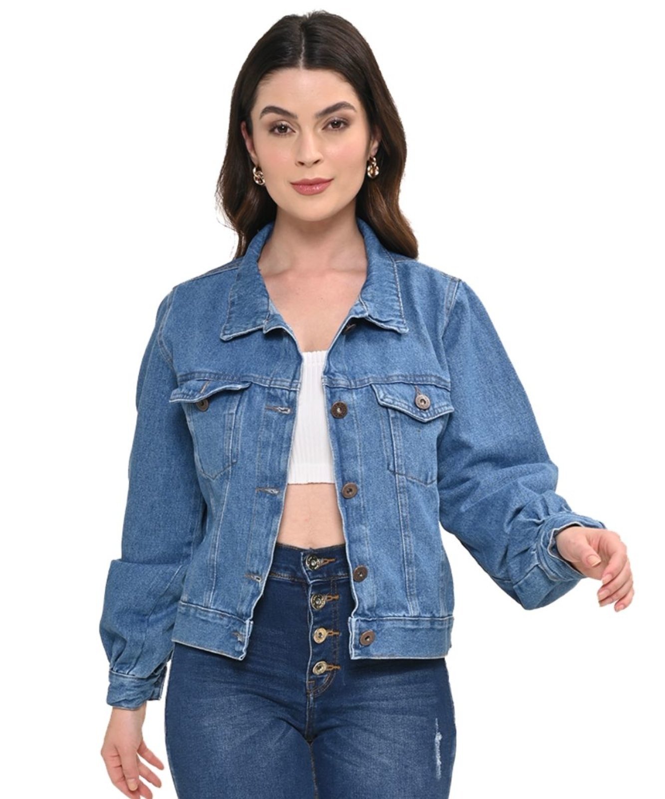 Jaqueta Feminina Jeans Com Manga Bufante Razon Jeans