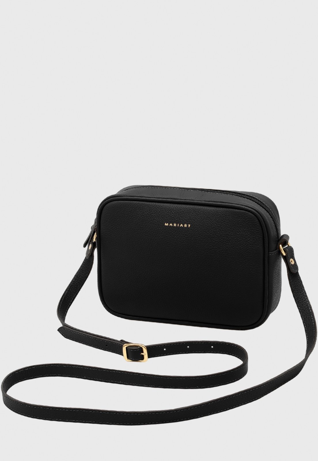 Vista 2 Bolsa Transversal Couro Mariart Jeri Preta preto Mariart preto