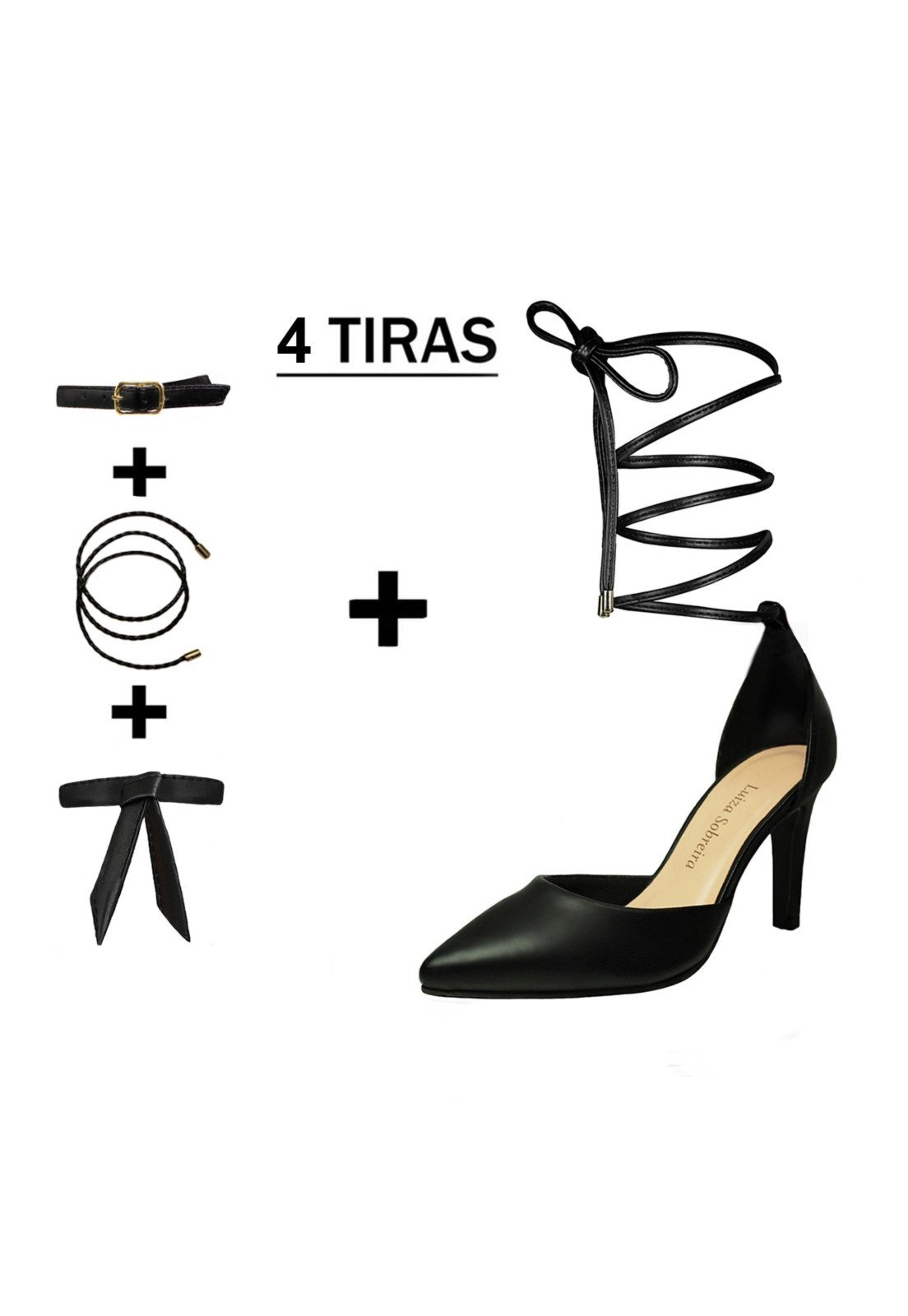 Scarpin Troca Tira Salto Fino Luiza Sobreira Preto Mod. 1060-2
