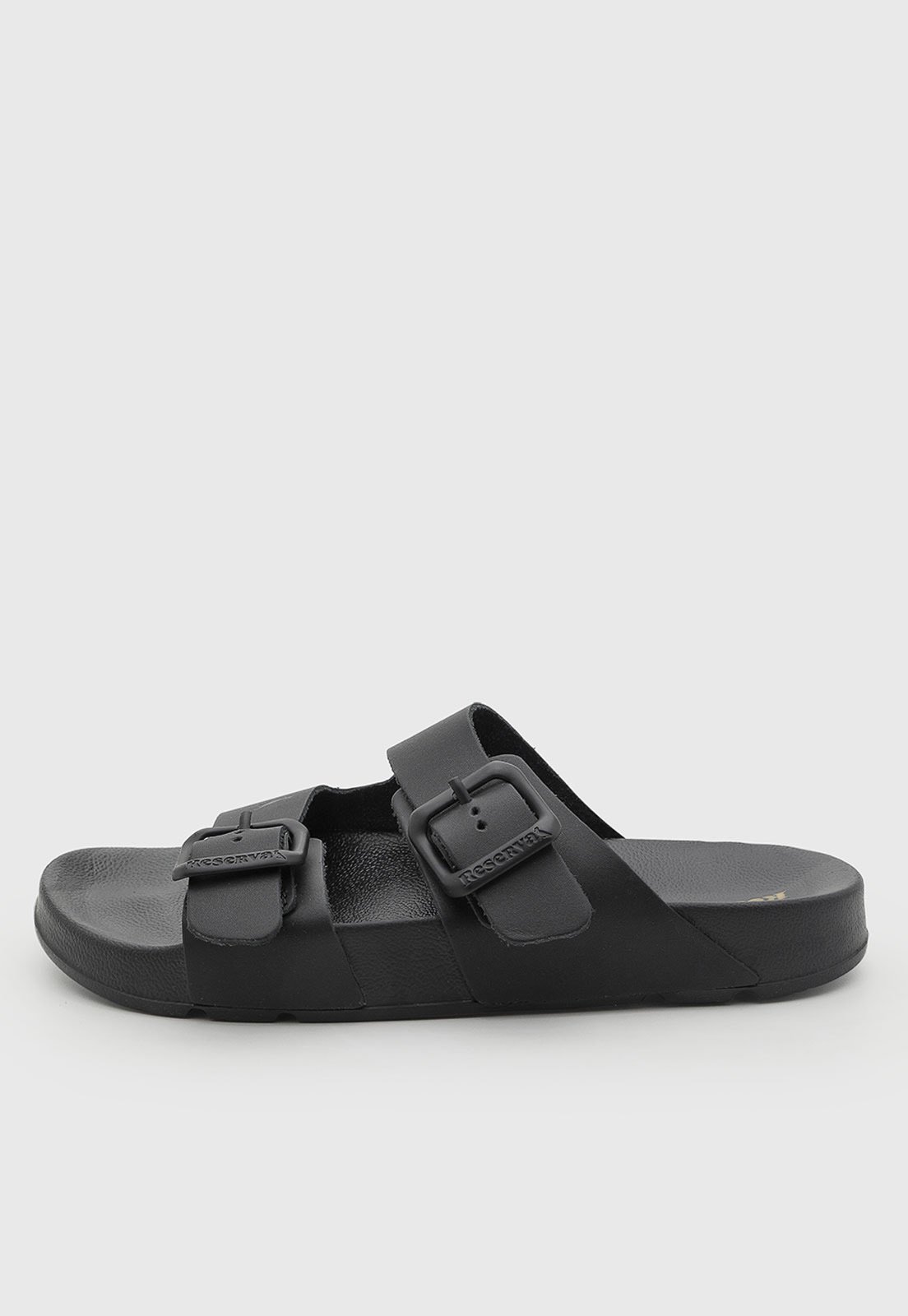 Chinelo Masculino Reserva Couro Duas Fivelas Preto
