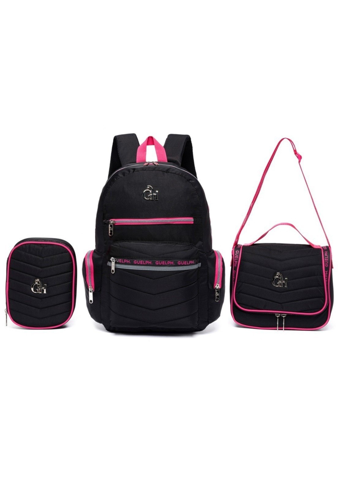 Infantil - Mochila Escolar Lancheira Térmica Estojo Menina Moda Moderna