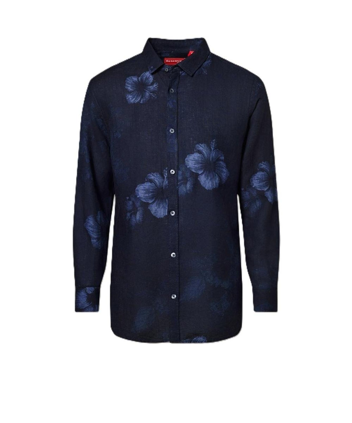 Camisa Linho Estampada Indigo Bloom Reserva