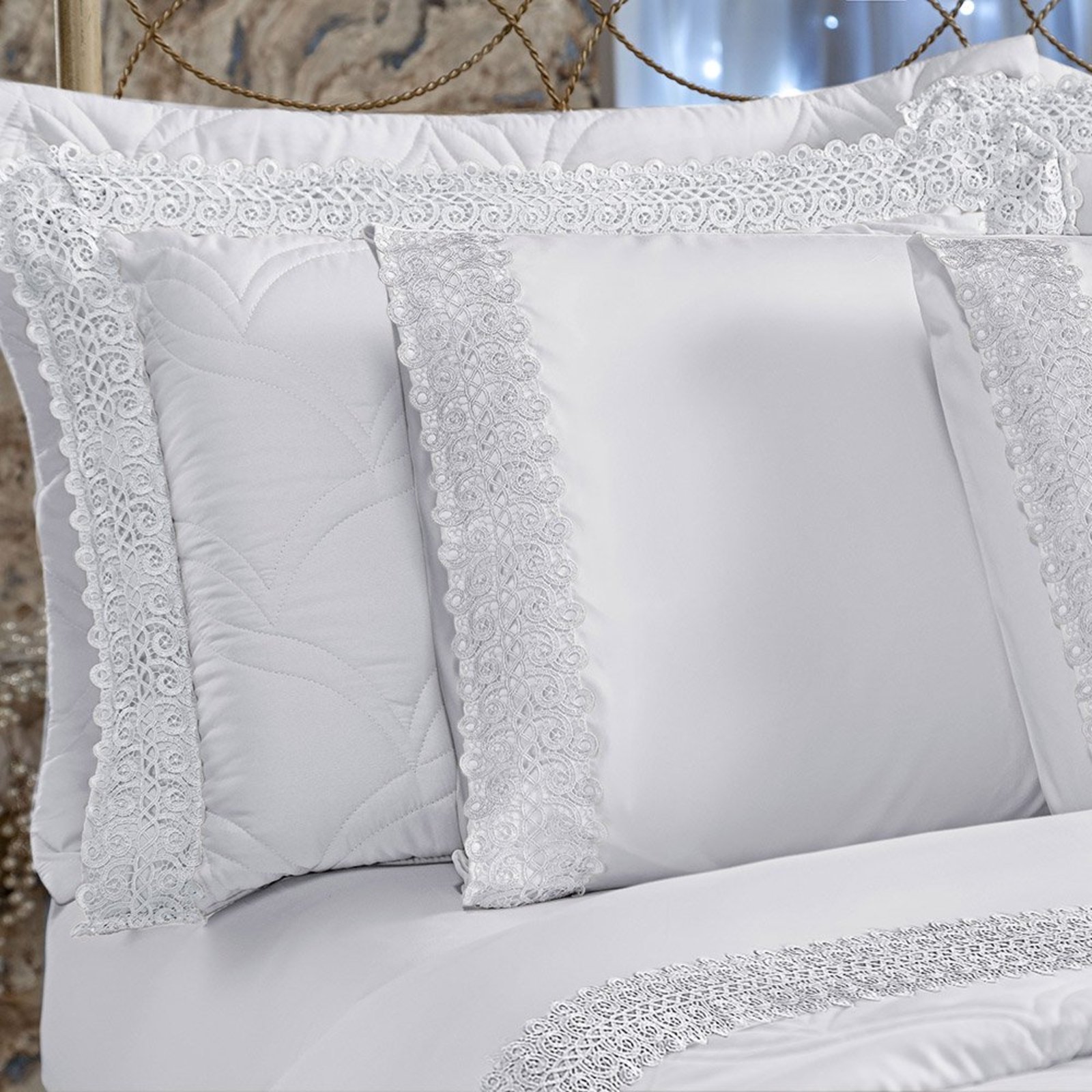Jogo de Cama Lençol Queen Classico Grippir 400 Fios - Branco - 100% Poliéster