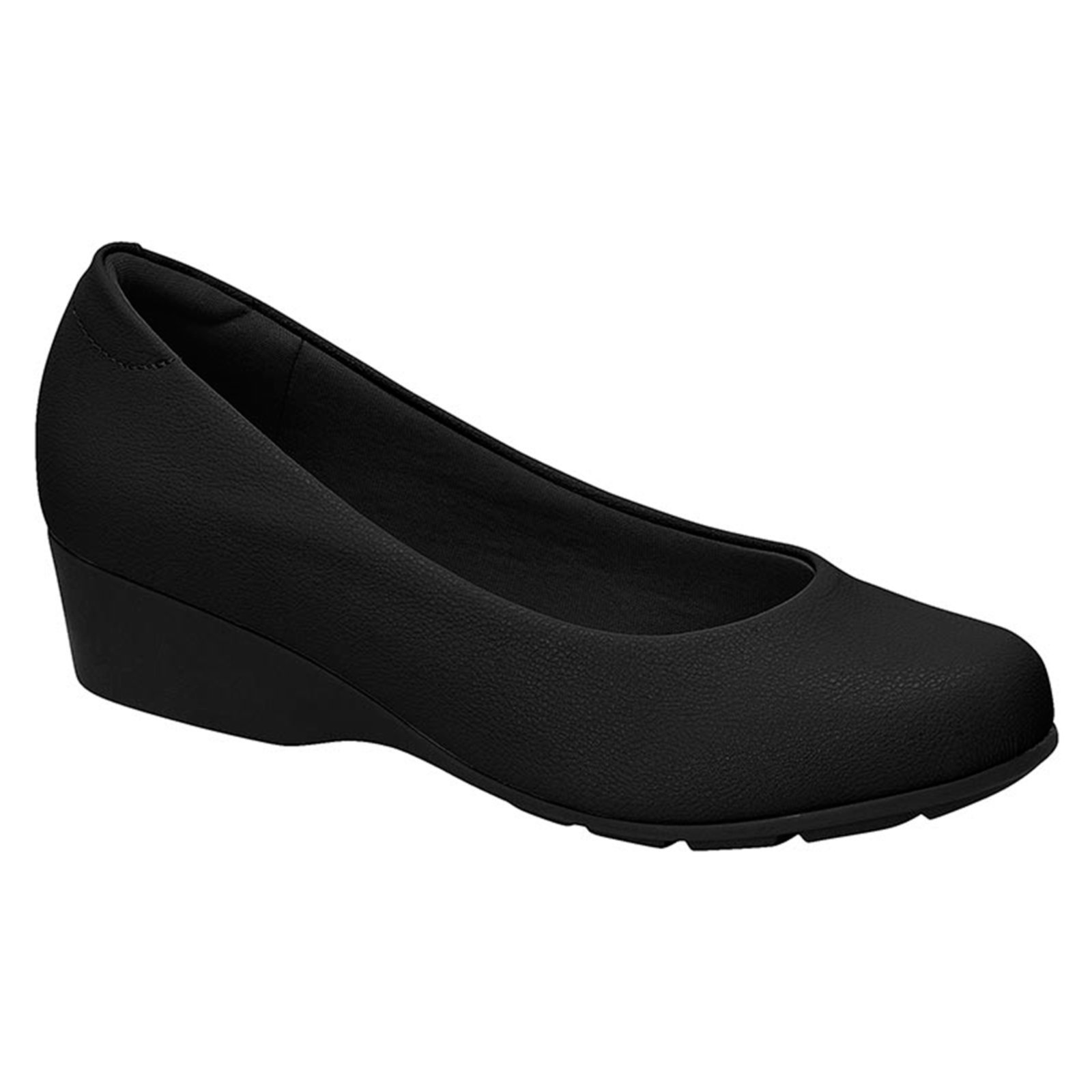 Sapato Feminino Comfort Anabela Macio Trabalho Preto