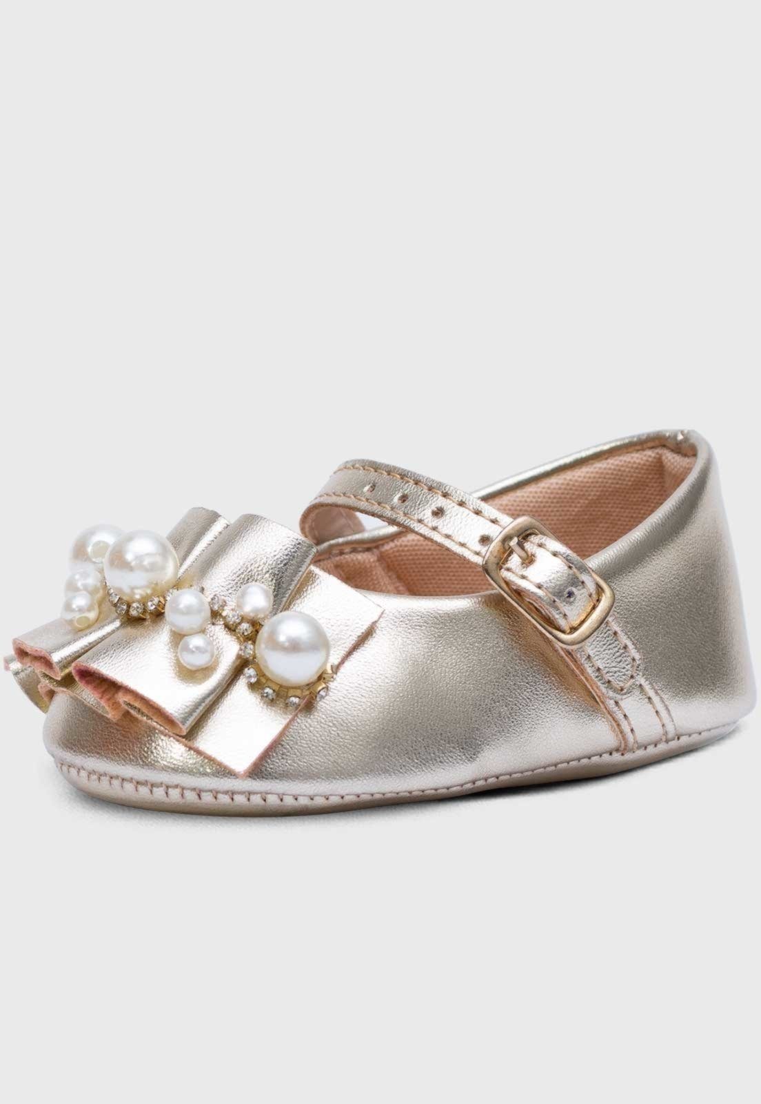 Infantil – Sapatilha Pópidi Menina Pérola Sanfonado Dourado
