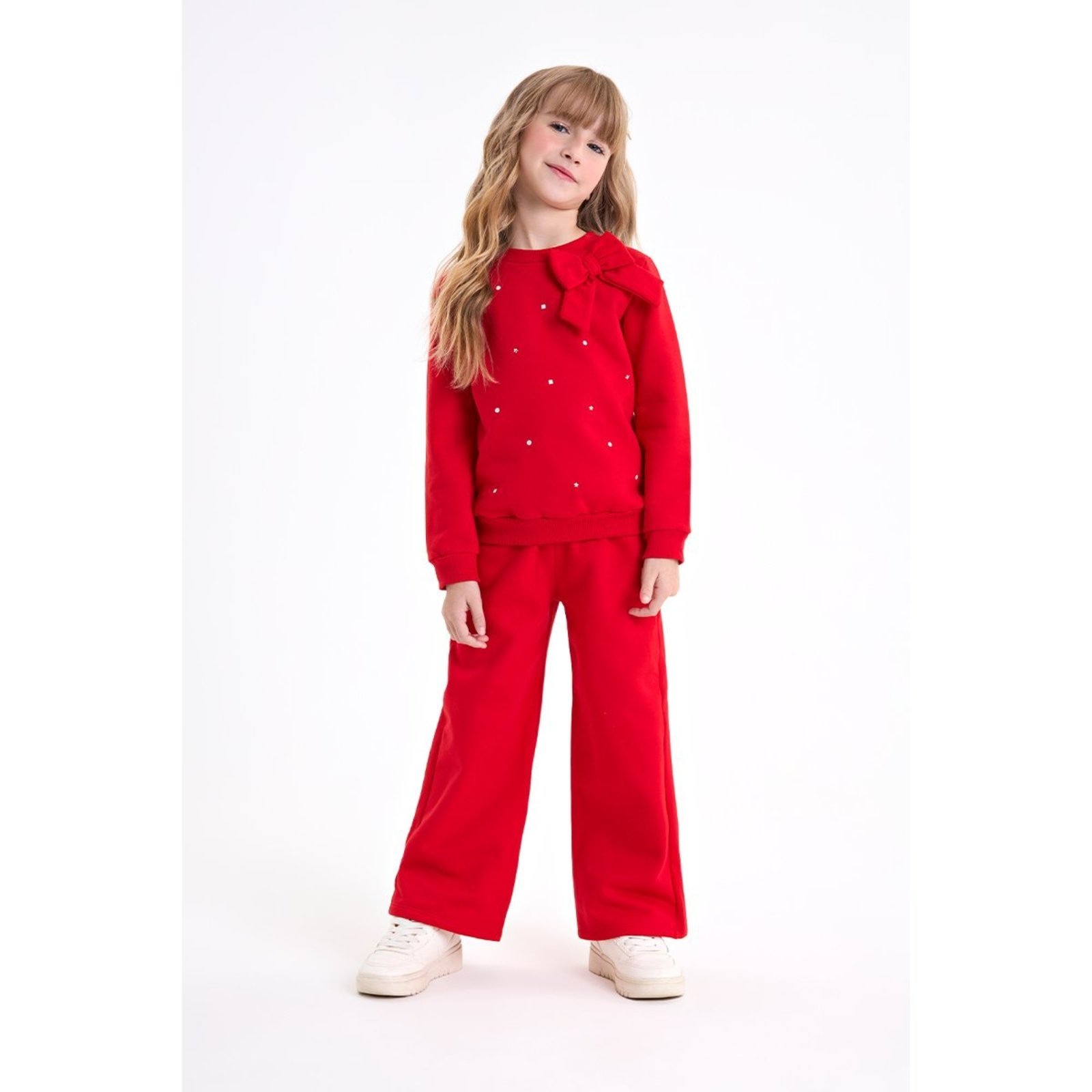 Infantil - Conjunto Feminino Blusão e Calça Wide Leg em Moletom