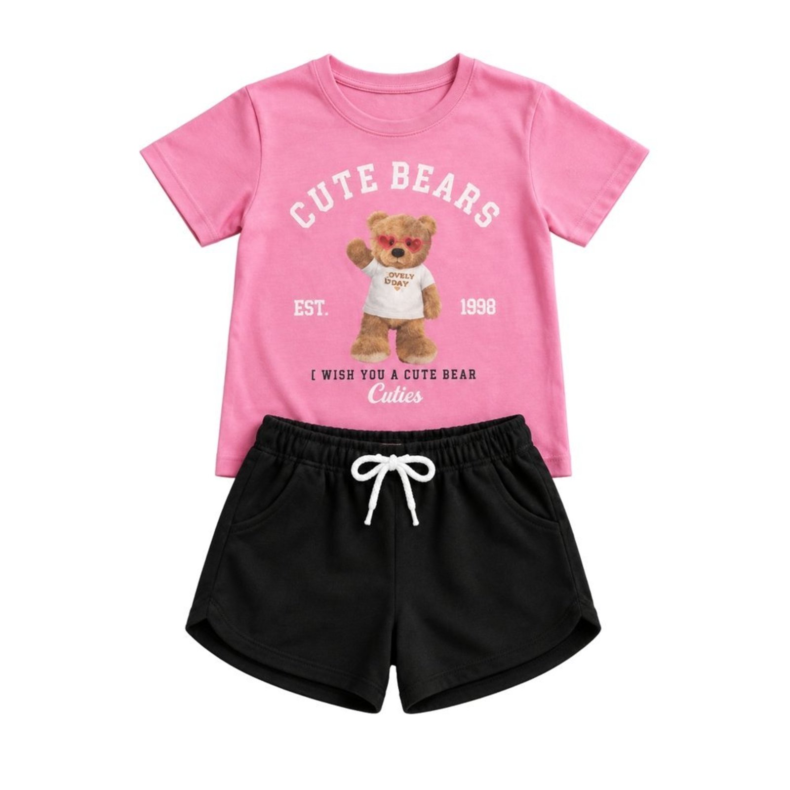 Infantil - Conjunto Menina Blusa Meia Malha Bermuda Moletinho