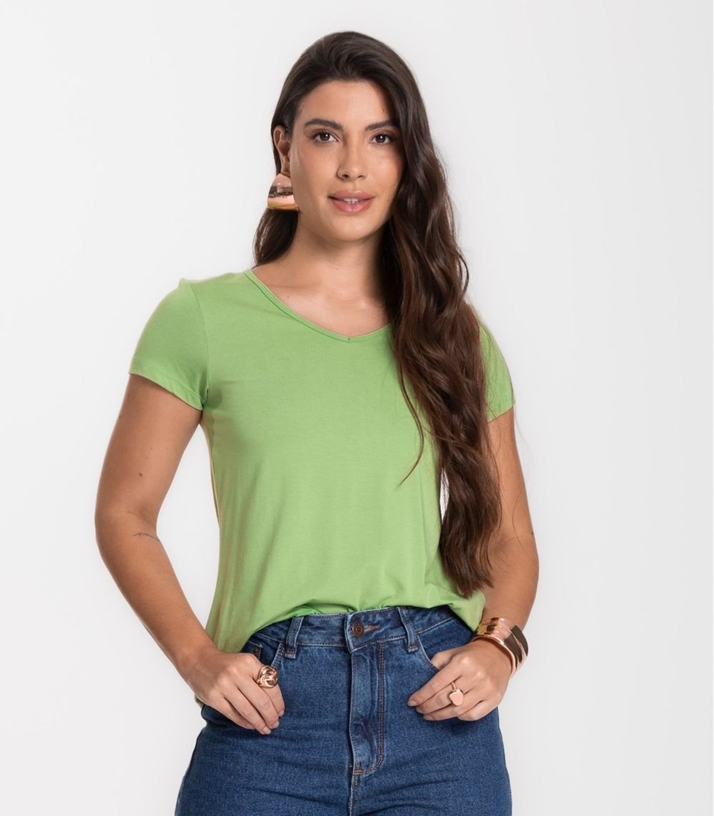 Vista 2 Blusa Feminina Básica Select verde Select verde