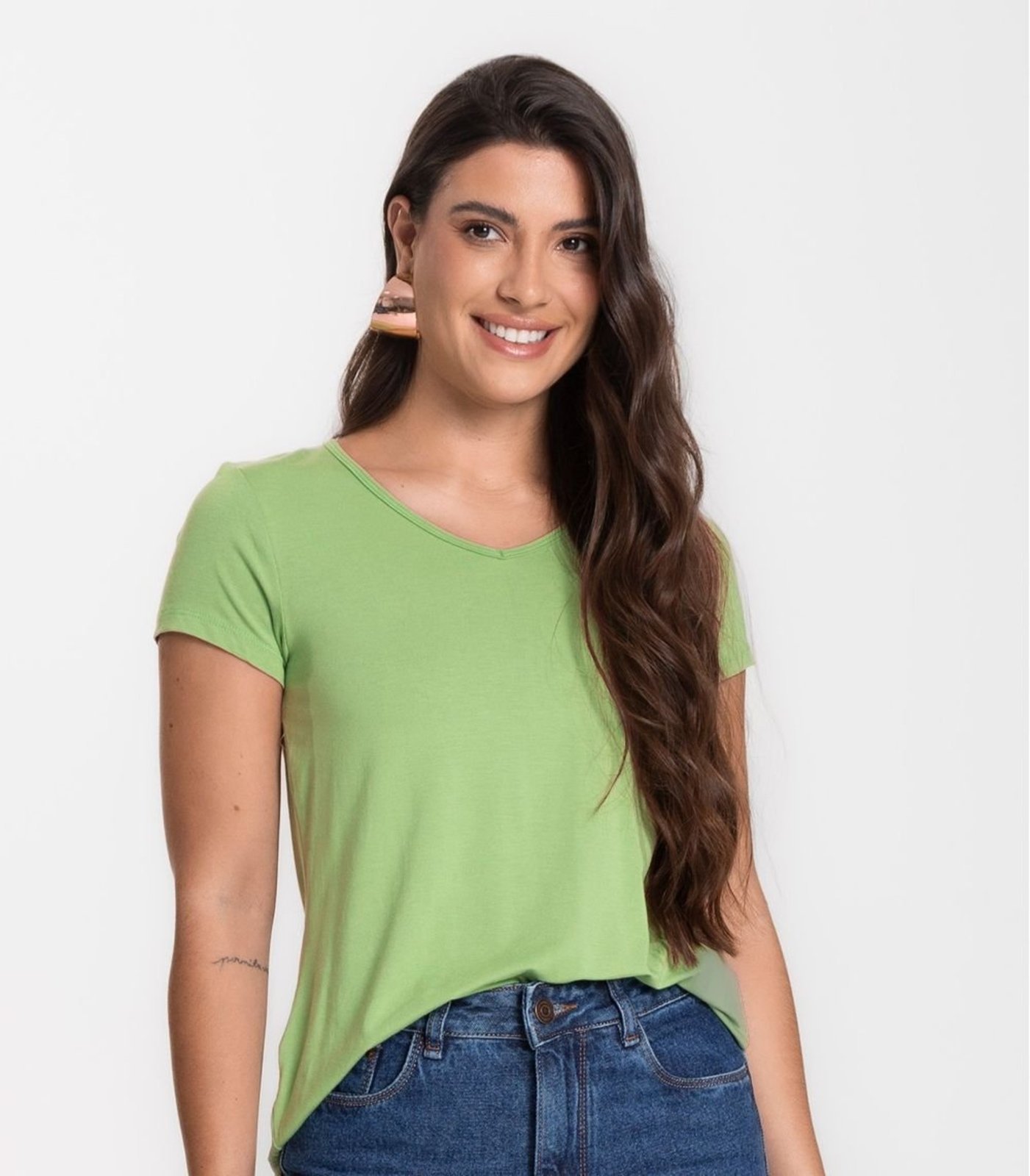 Vista 3 Blusa Feminina Básica Select verde Select verde