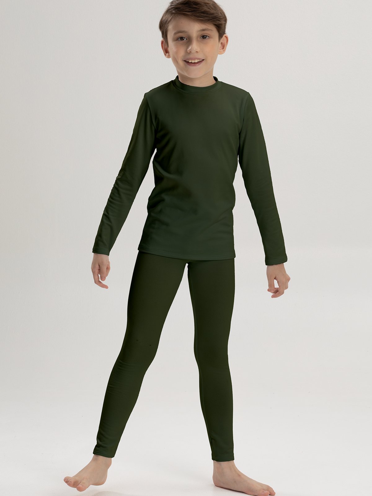 Infantil - Conjunto Térmico Segunda Pele Peluciado Verde Musgo