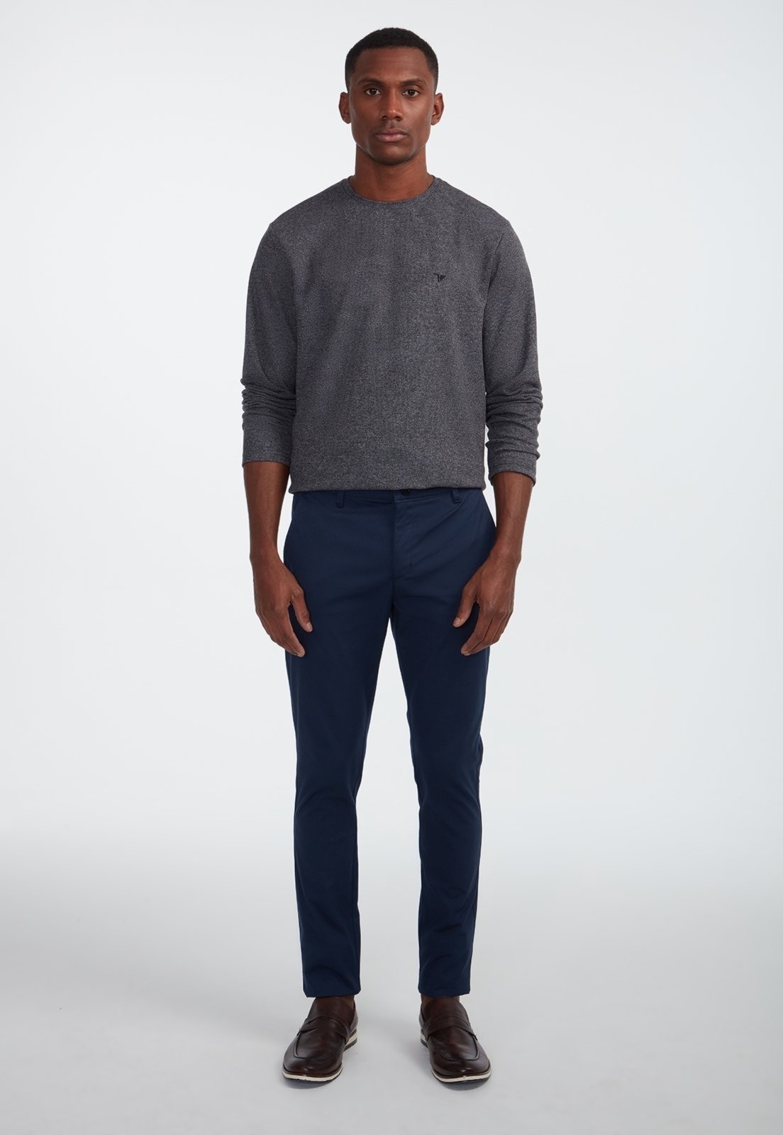 Vista 3 Calça Traymon Skinny Algodão Egípcio Marinho azul marinho Traymon azul marinho