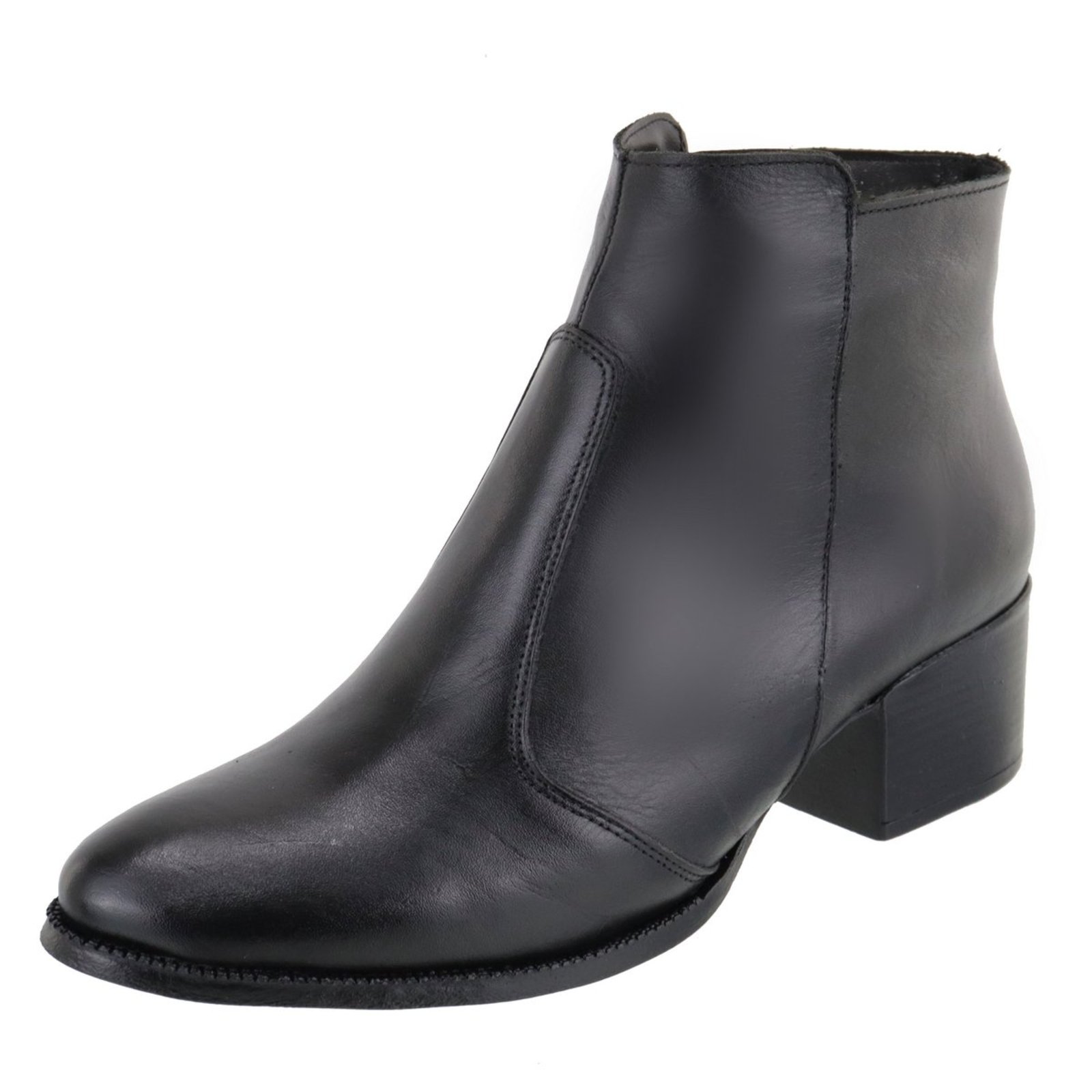 Bota em Couro Feminina Salto Cano Baixo Bico Fino Preto Tellini Store