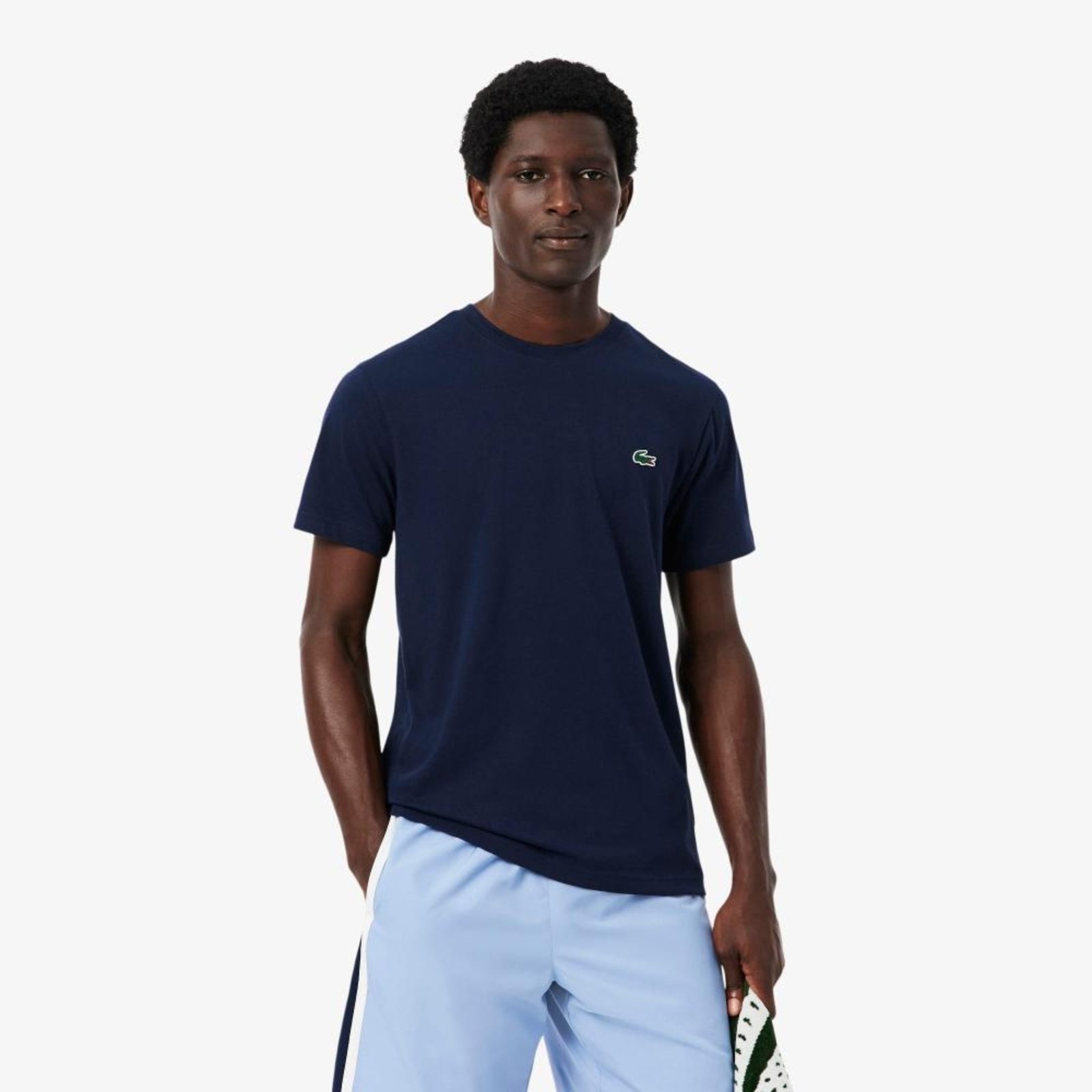 Camiseta Esportiva Ultra Dry com Estampa de Crocodilo Azul Marinho