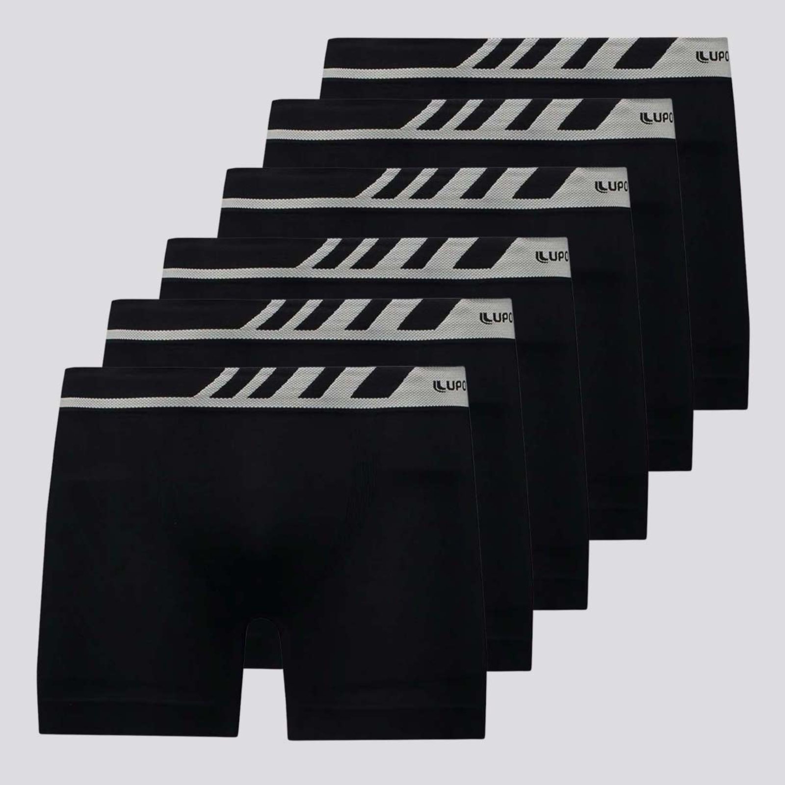 Kit 6 Cuecas Lupo Boxer Microfibra Preta e Cinza