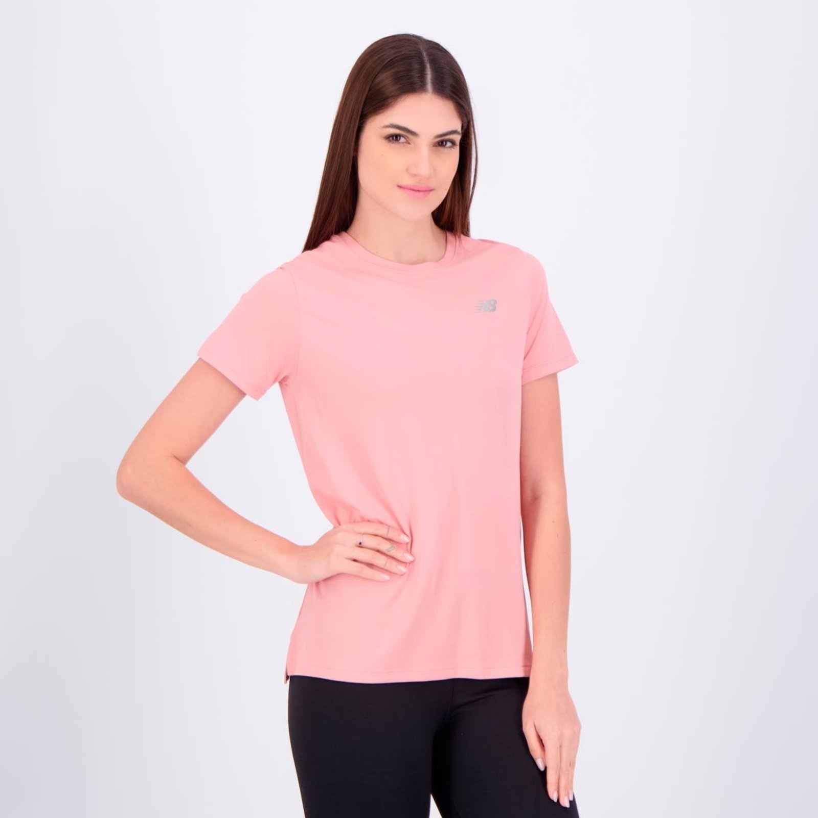 Vista 3 Camiseta New Balance Sport Essentials Feminina rosa New Balance rosa