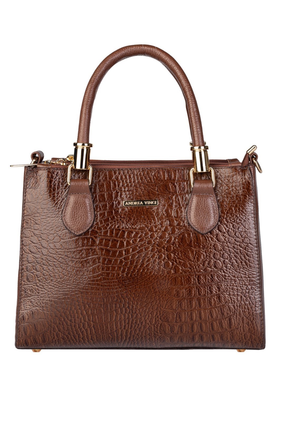 Bolsa Andrea Vinci Grande De Couro Croco Estruturada Emilia – Whisky