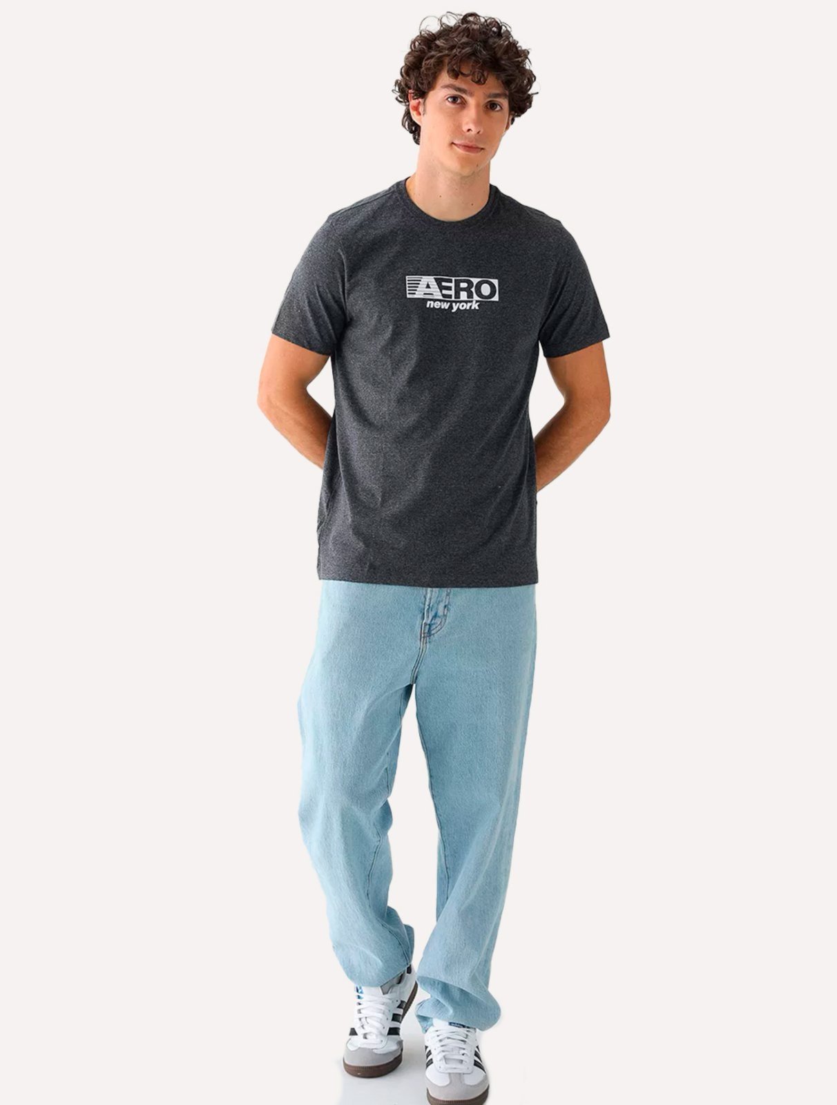 Camiseta Aeropostale Fast Block Logo Chumbo Mescla