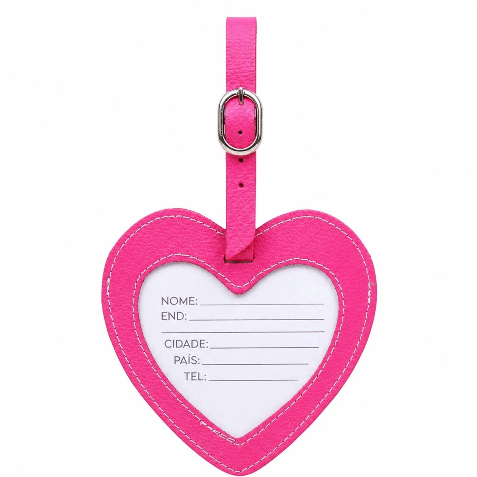 Tag Identificadora Coração em Couro Artlux ID007 Pink