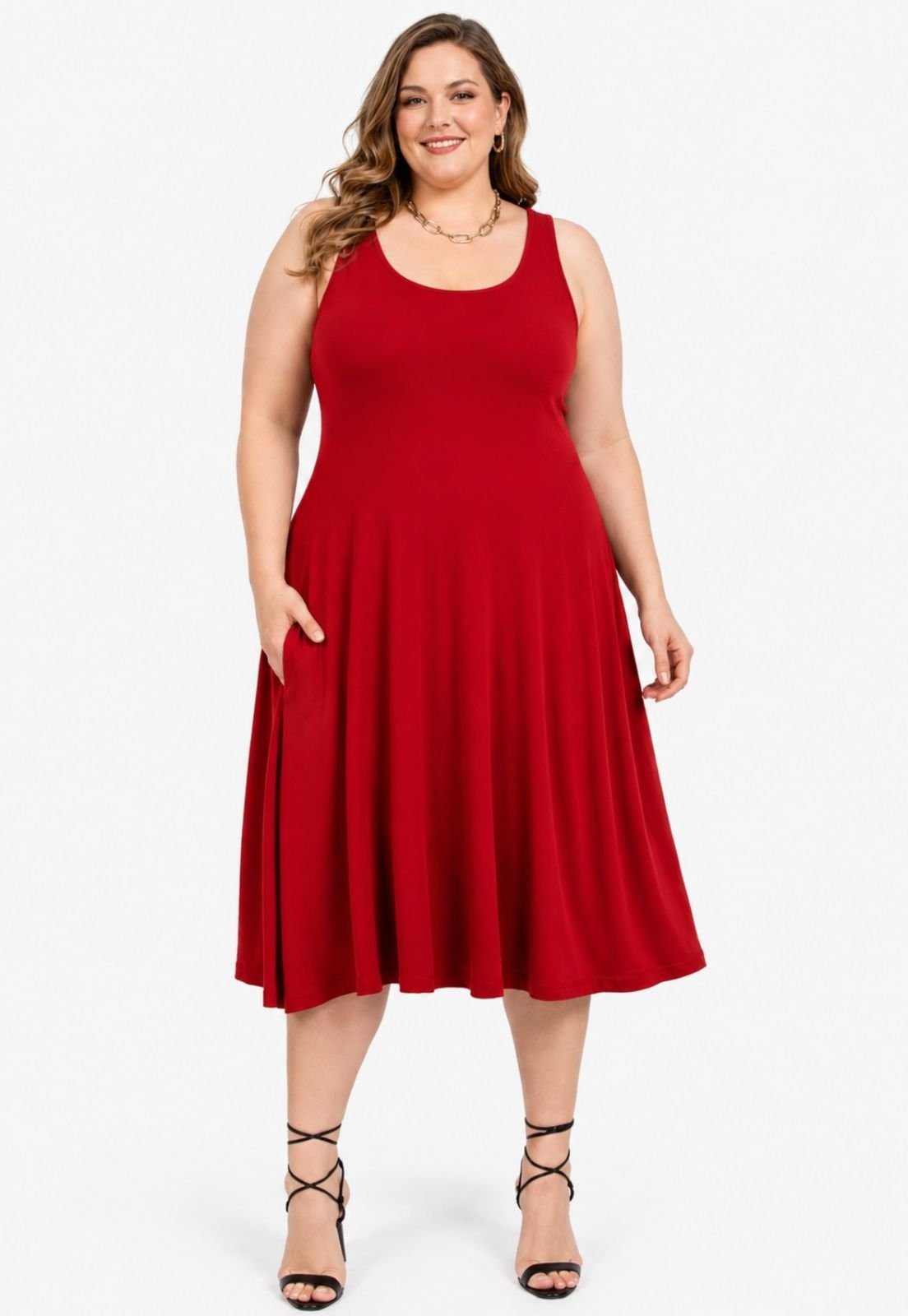 Vestido Plus Size Midi Vermelho