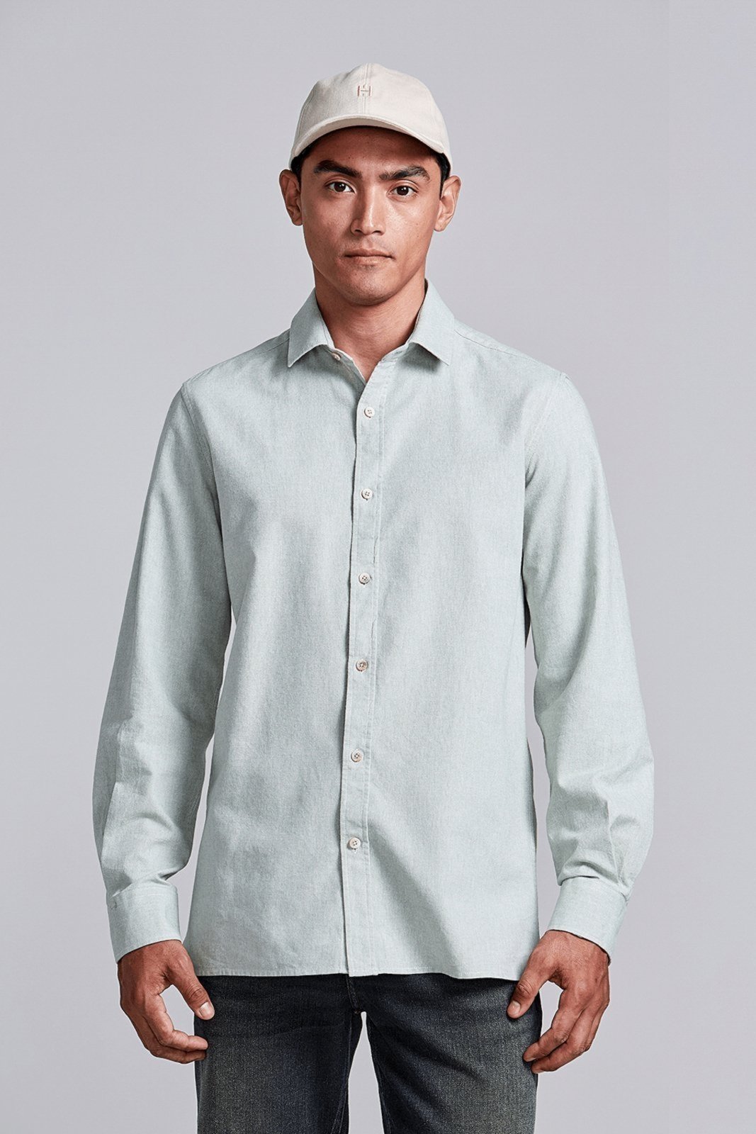 HIGHSTIL Camisa Lisa Slim Fit - Verde