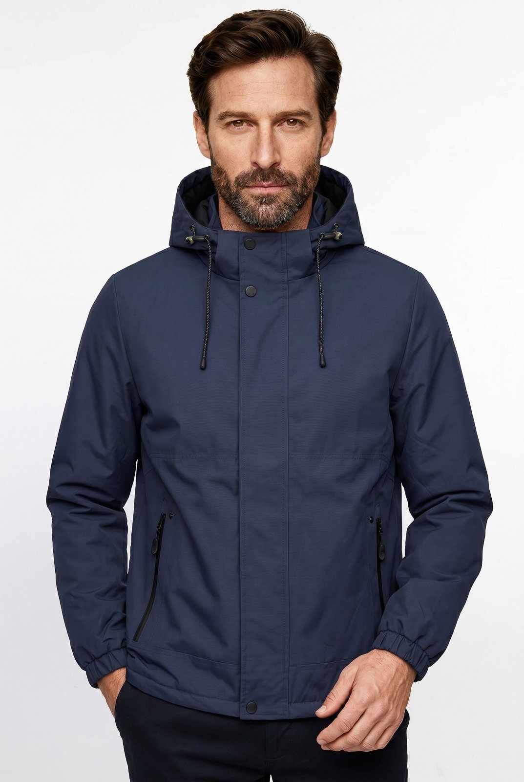 Jaqueta masculina nylon com capuz removível 69414 - Azul Marinho