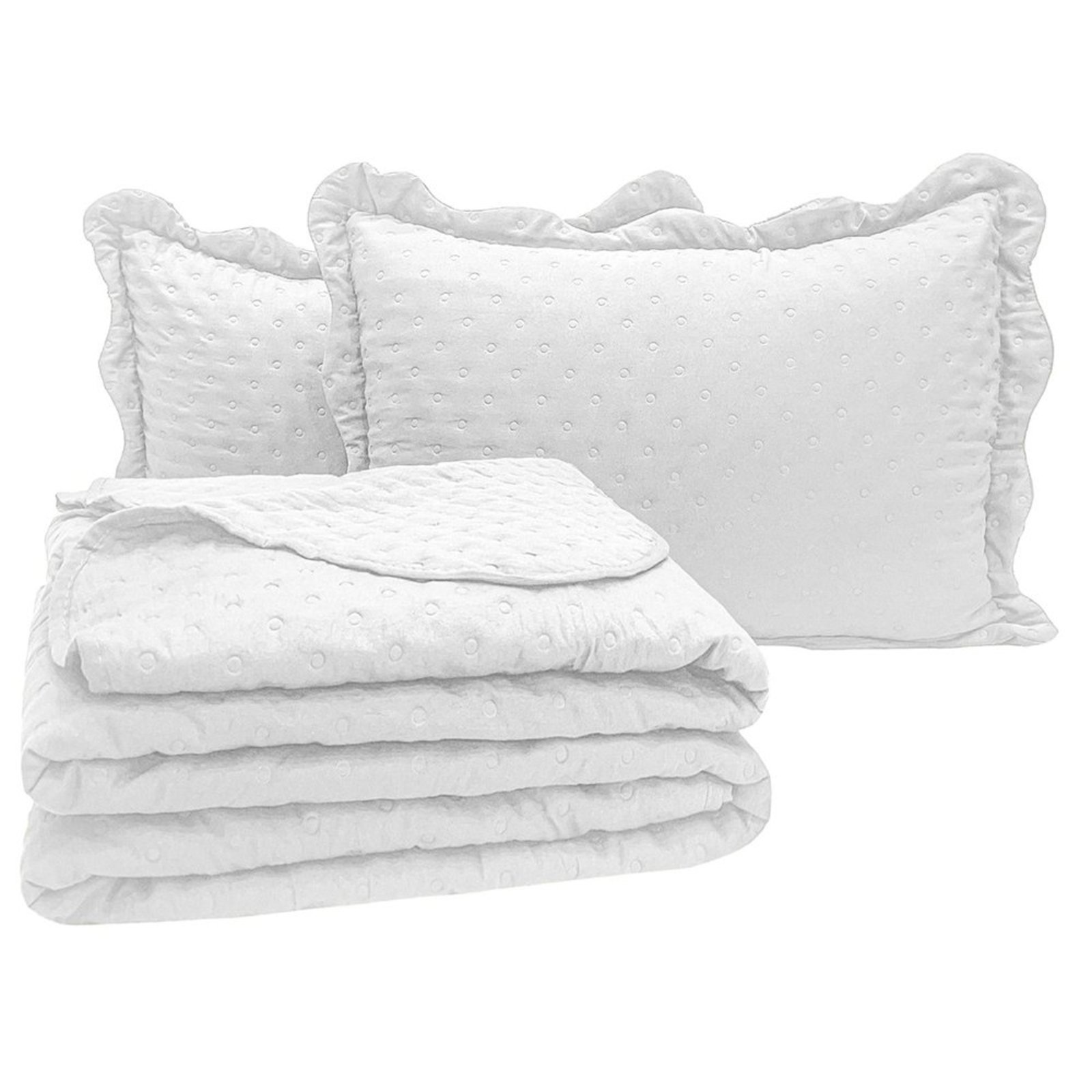 Kit Cobre Leito Colcha Diplomata King Dupla Face 3 Peças - Branco - 100% Poliéster