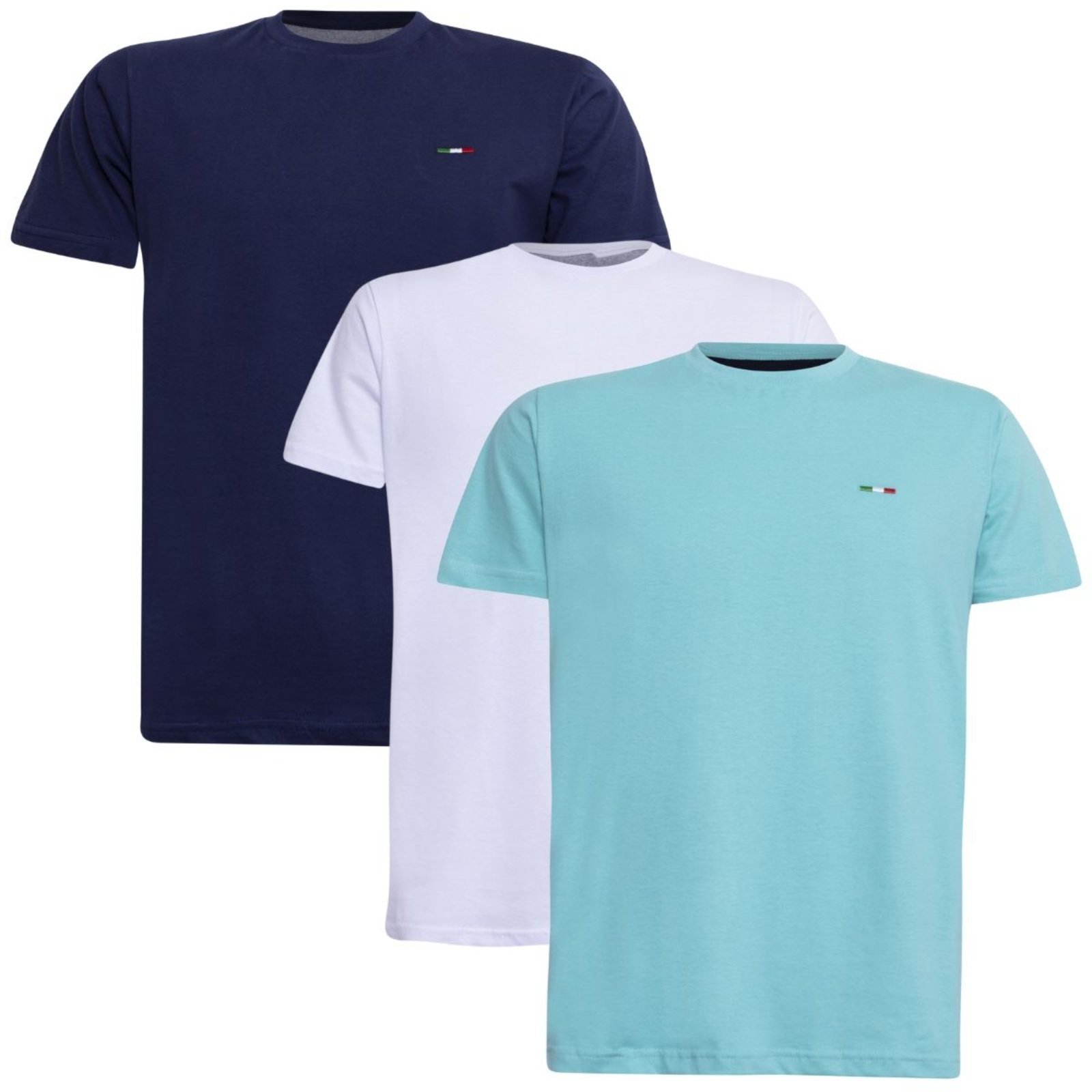 Kit 3 Peças Camisetas Básicas Masculina Industrie em Algodão Premium no Estilo Tommy Bordado Itália