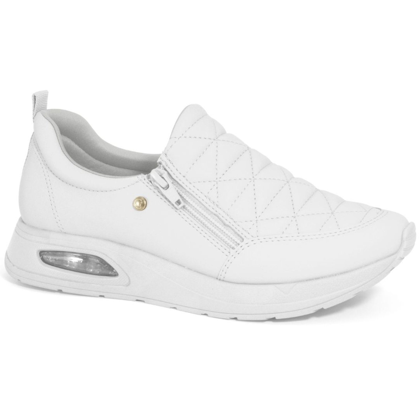 Tênis Feminino Comfortflex Branco Zíper Matelassê 2548405-3
