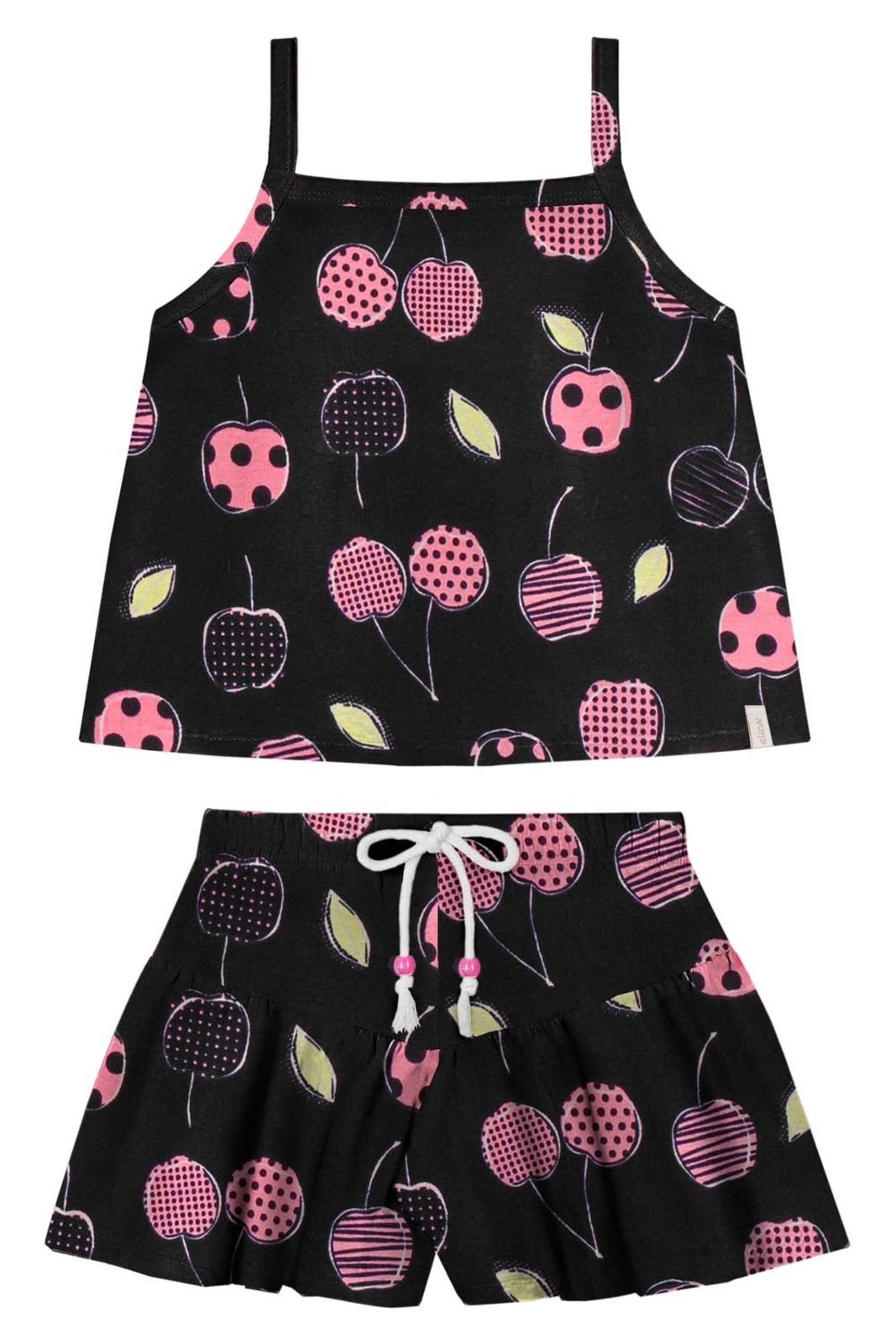 Infantil - Conjunto Curto Menina Cerejas Elian Preto