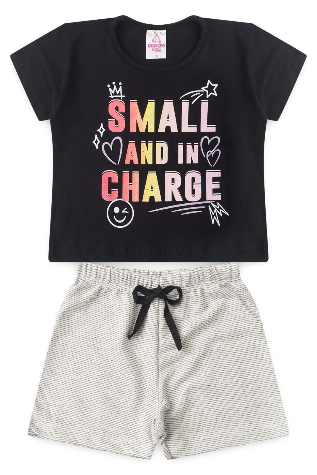 Infantil - Conjunto de Verão para Menina Blusa Cropped e Shorts Small - GKS