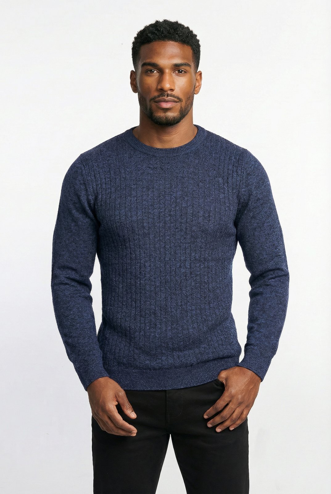 Blusa de malha masculina gola redonda 90184 - Azul Marinho