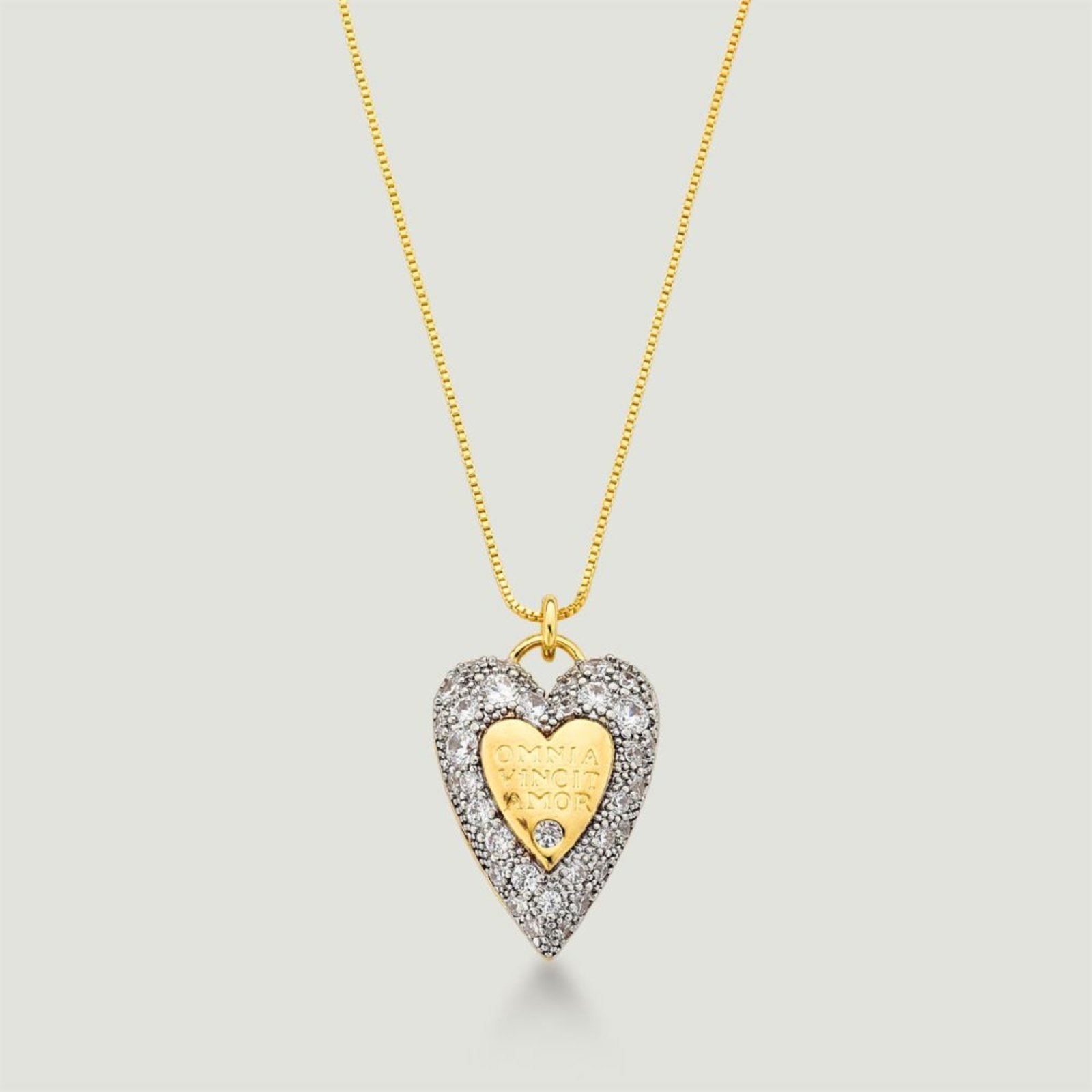 Infantil – Colar Coração Cravejado – Amor Vence Tudo – Semijoia Banhado a Ouro 18K Ania Store