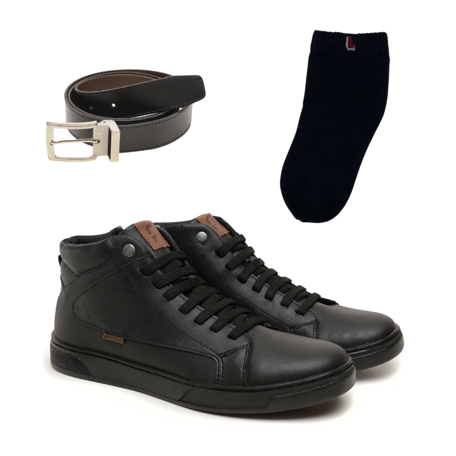Sapatenis Masculino Tenis Casual Conforto Prático Rovetto Kit Com Cinto E Meia