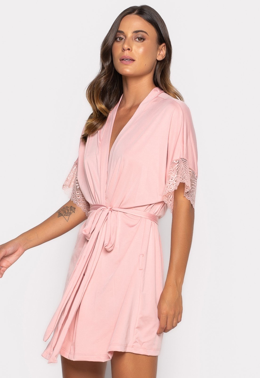 Robe Bravaa Store Feminino Hobby Hobbie Roupão Sexy Noiva Robe 238 Rosa