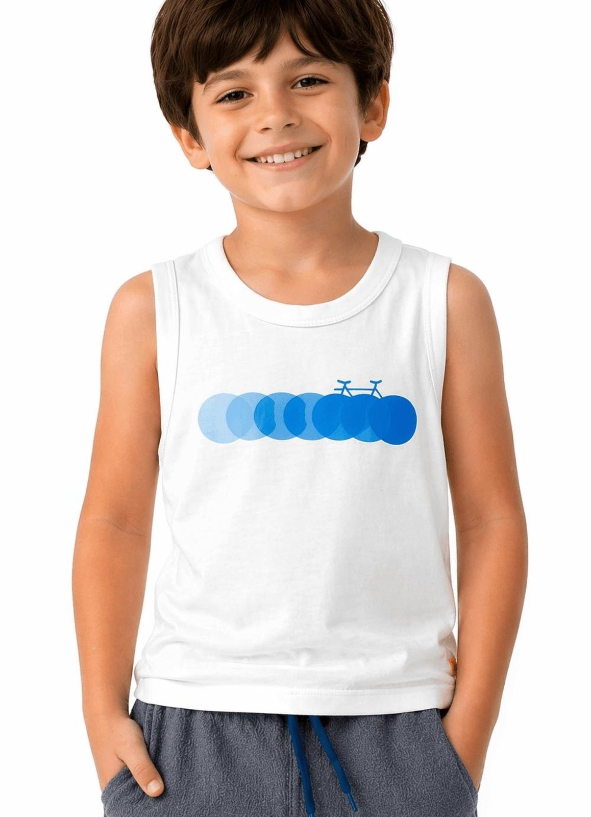 Infantil - Regata Menino Bike Alphabeto Off White Branco