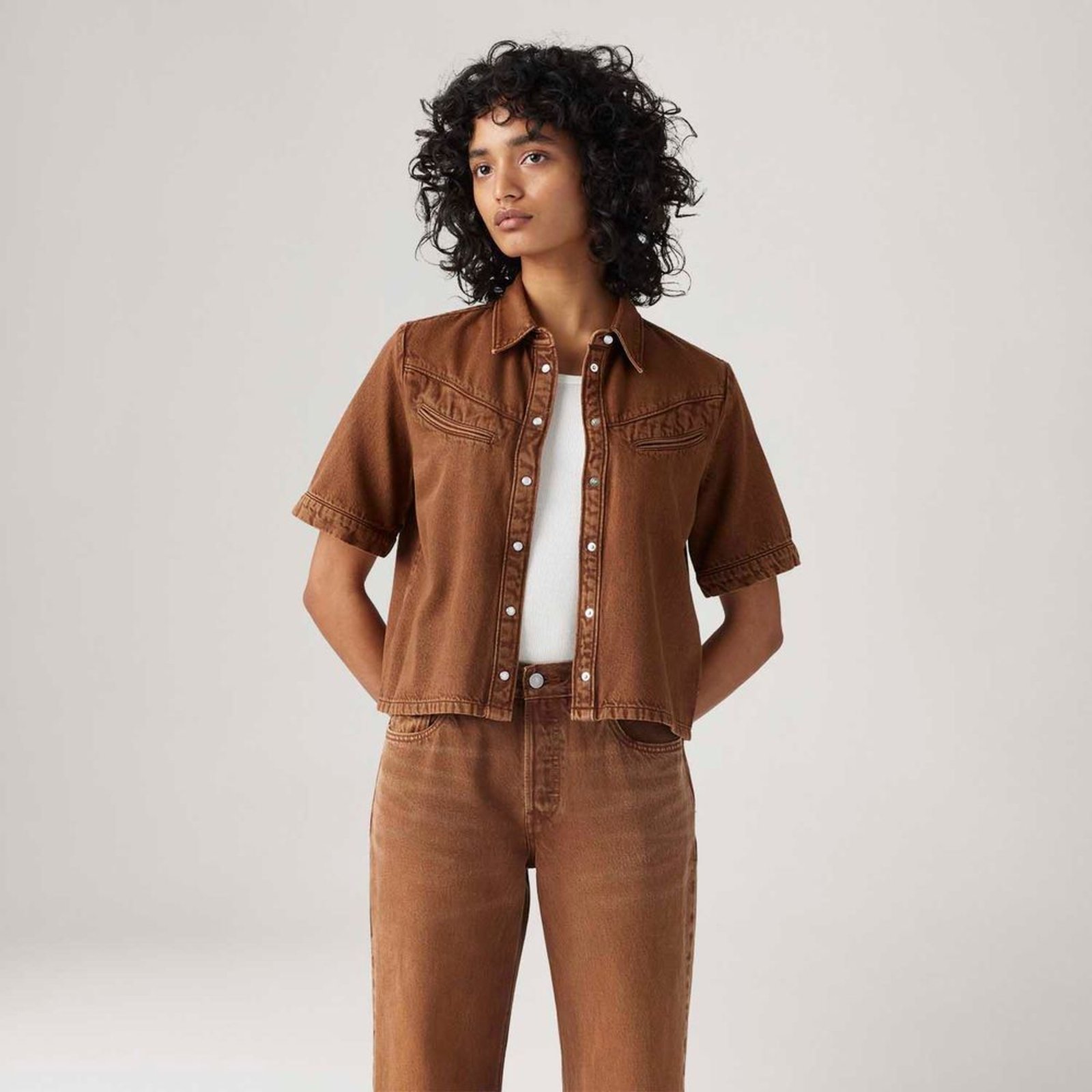 Camisa Levi’s® Rinoa Camp Shirt Marrom Manga Curta