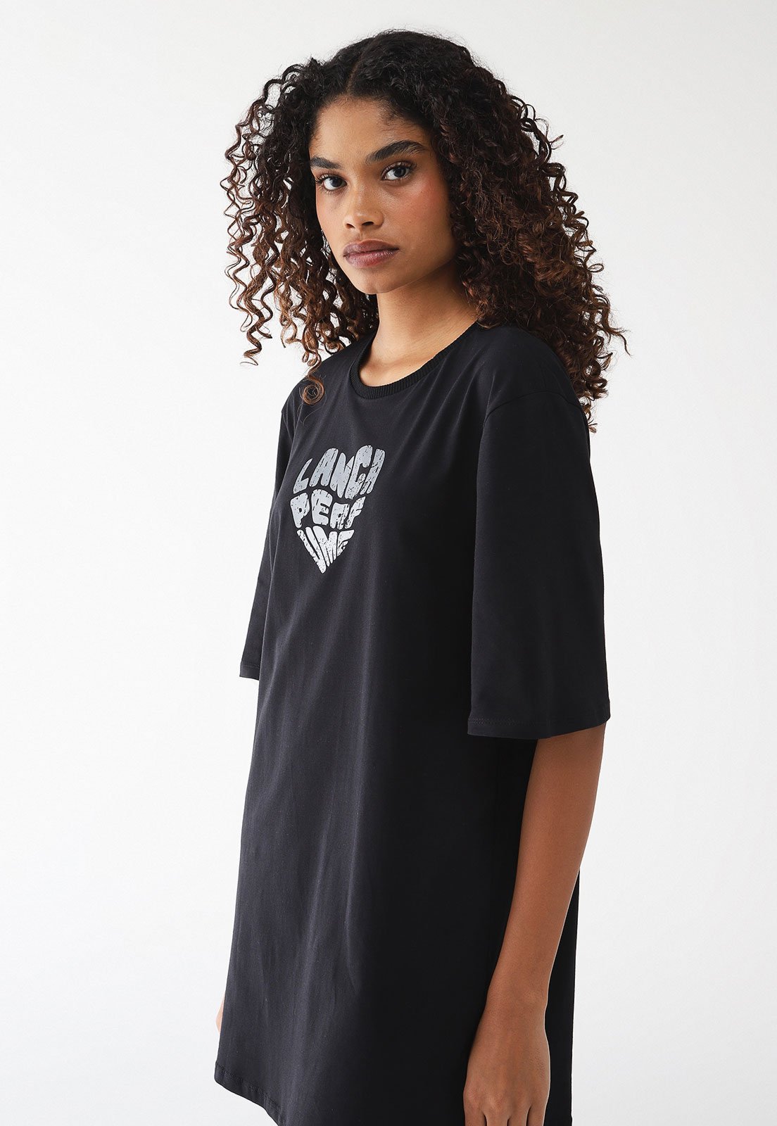Vestido Lança Perfume Oversized Logo Preto
