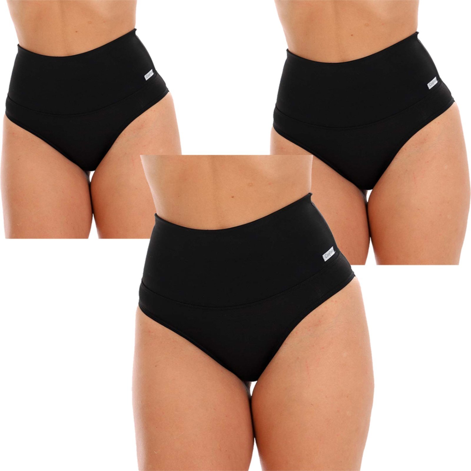 Kit 3 Calcinha Cinta Fristyle Cós Alto Modeladora Preto