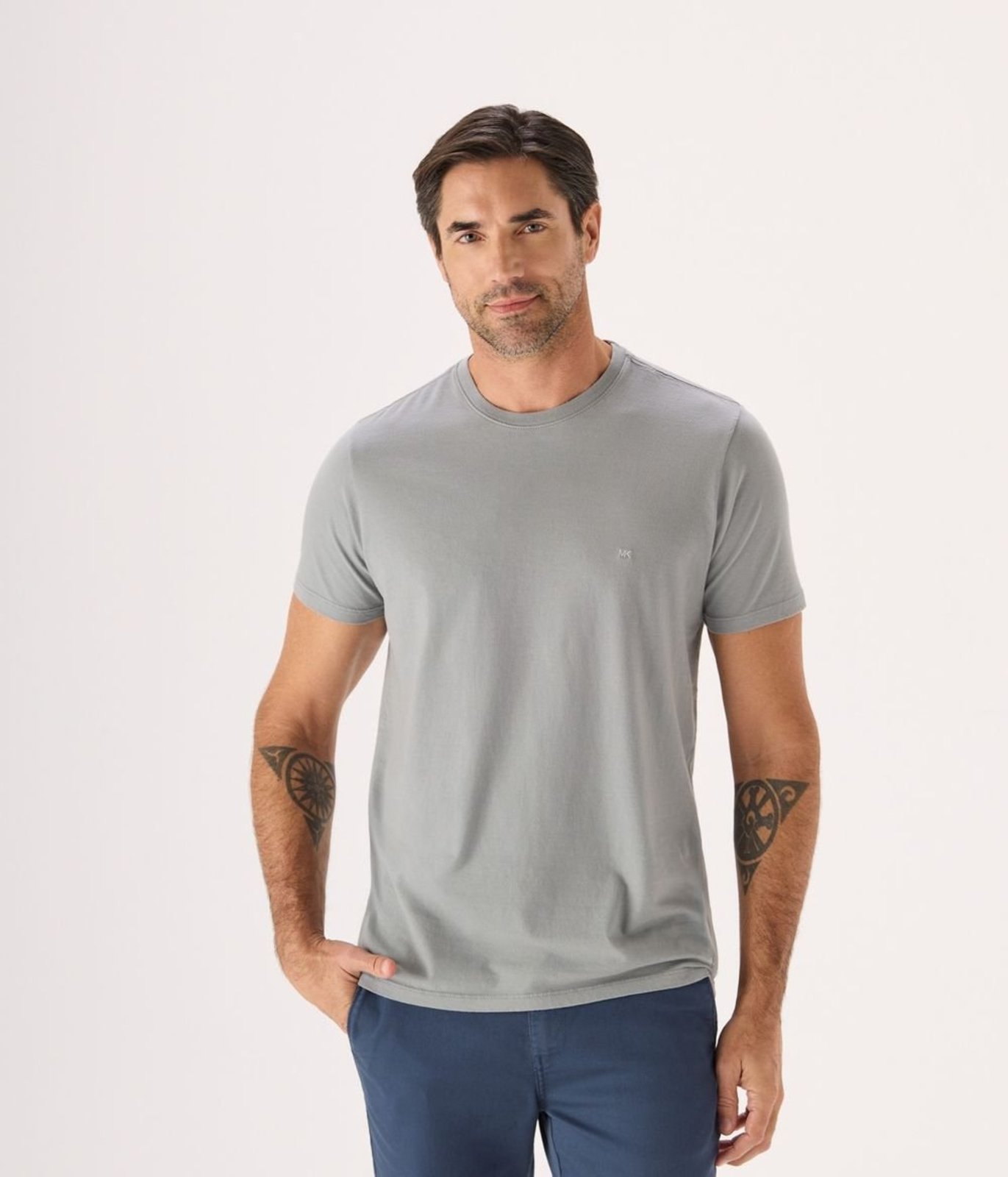 Camiseta Makenji Basica Manga Curta Decote Careca Masculina Cinza